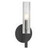 Applique murale Wand de Dainolite en verre givré, avec fini noir mat et 1 ampoule