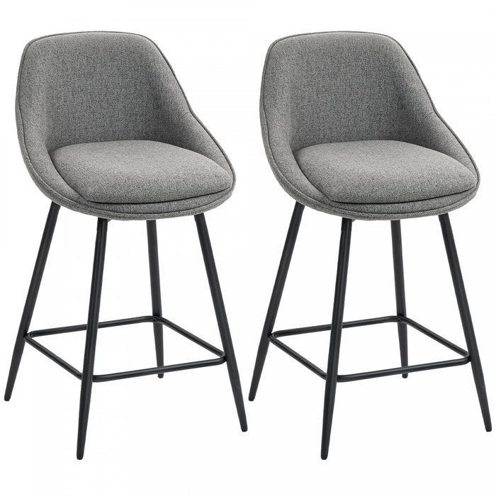 HOMCOM Ensemble de 2 tabourets de bar pivotants de 26\", gris fonce