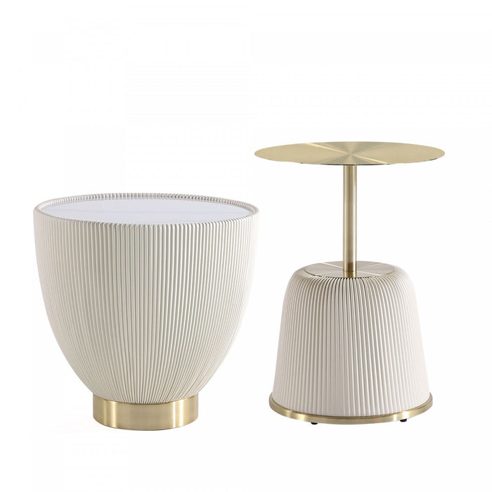 Table d’appoint moderne Anderson 2 pieces en creme