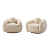 Fauteuil lounge Tribeca style mid-century en chenille creme - Lot de 2