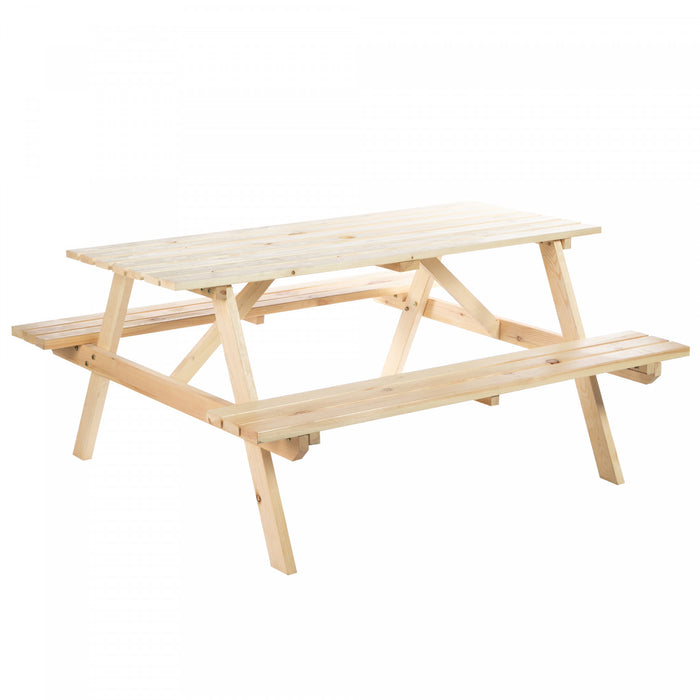 Outsunny Table De Pique-nique En Bois Avec Bancs Integres Trou