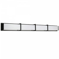 Lumière de coiffeuse Winston de Dainolite en acrylique blanc qui diffuse la lumière, avec fini noir mat et ampoule de 72 W