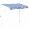 Outsunny 10x5ft Manuel Retractable Patio Auvent Fenetre Porte Pare-soleil Pont Auvent Abri Resistant A L'eau Uv Protecteur Bleu