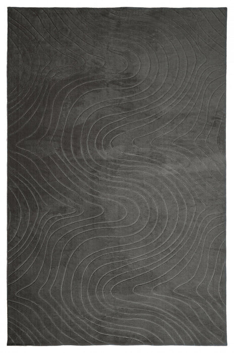 Tapis Lavable/Contemporain Somos 6'7\" x 9'0\" en Charbon