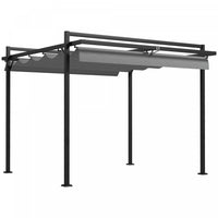 Outsunny Auvent De Pergola Retractable 10' X 10', Abri D'ombrage Exterieur Pour Tonnelle De Jardin P