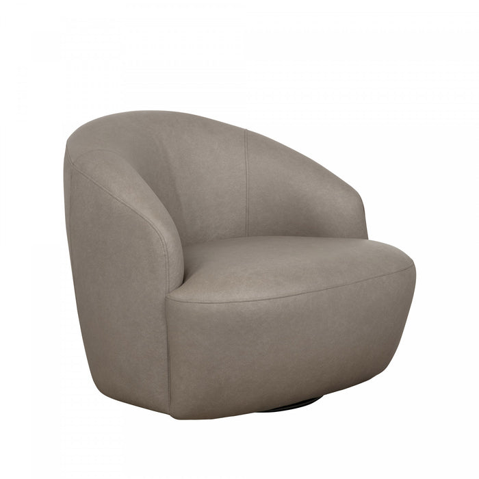 Fauteuil d’appoint pivotant moderne contemporain Lukas en tissu taupe