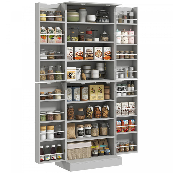 HOMCOM Armoire de cuisine 65\" avec etageres et supports a epices, gris