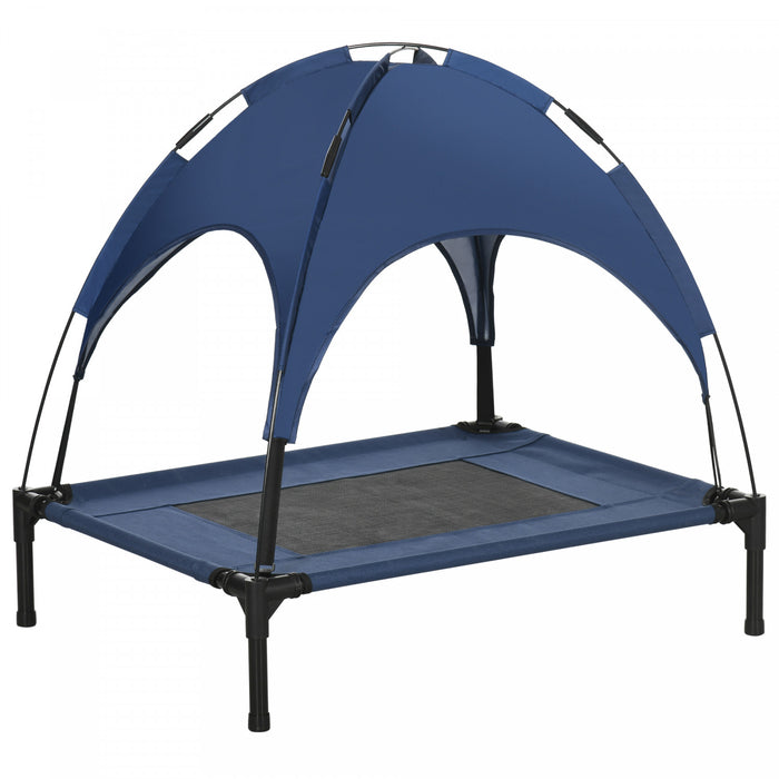 Pawhut Lit De Refroidissement Sureleve Portable Pour Chien Avec Auvent Pour Chiens De Petite Taille, Interieur Et Exterieur, 30\" L X 24\" L X 29\" H