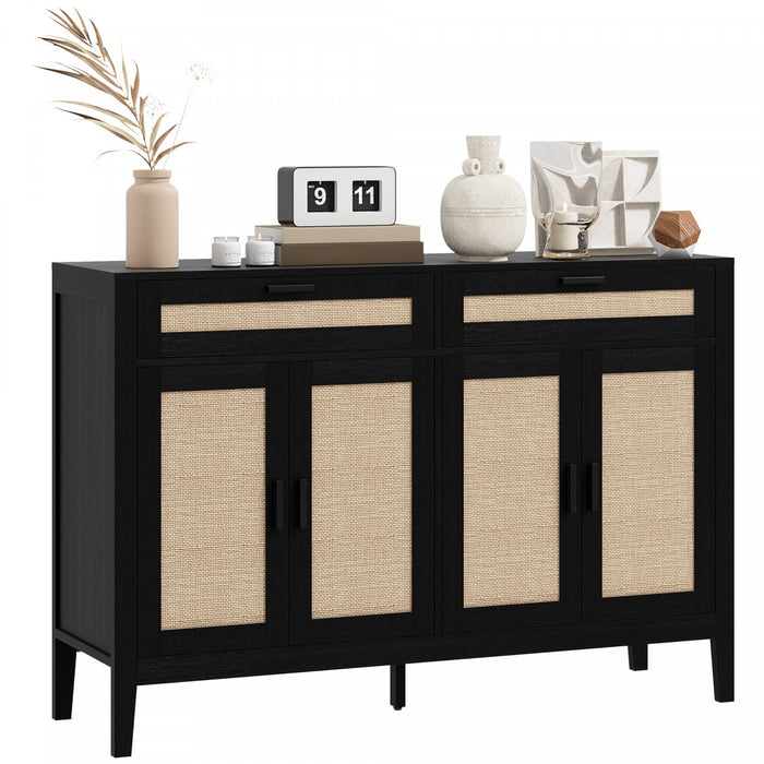 HOMCOM Buffet de 53\" avec tiroirs et portes de rangement, noir