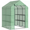 Outsunny 56\" X 54\" X 74\" Serre De Plantes Portable Jardin De Graines De Fleurs Maison Chaude 8 Etageres Exterieur Plante Croissance Maison Chaude Pe Couverture Vert