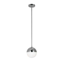 Luminaire suspendu Dayana de Dainolite en verre blanc, avec fini chromé poli et 1 ampoule