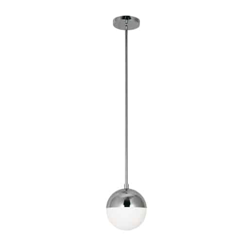 Luminaire suspendu Dayana de Dainolite en verre blanc, avec fini chromé poli et 1 ampoule