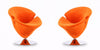 Fauteuil lounge pivotant moderne en velours Tulip orange - Lot de 2