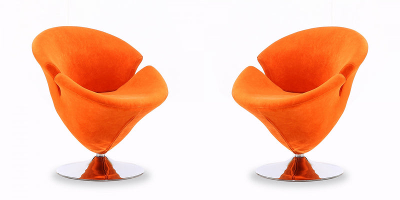 Fauteuil lounge pivotant moderne en velours Tulip orange - Lot de 2