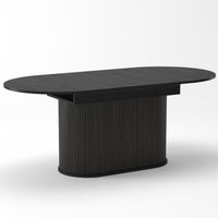  Noah Table a manger ovale extensible avec pieds rayes, noir