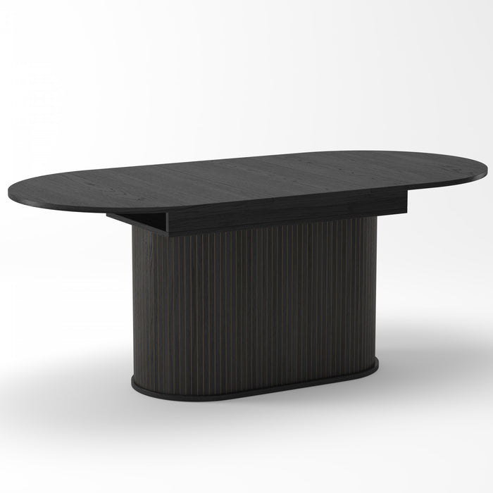 Noah Table a manger ovale extensible avec pieds rayes, noir