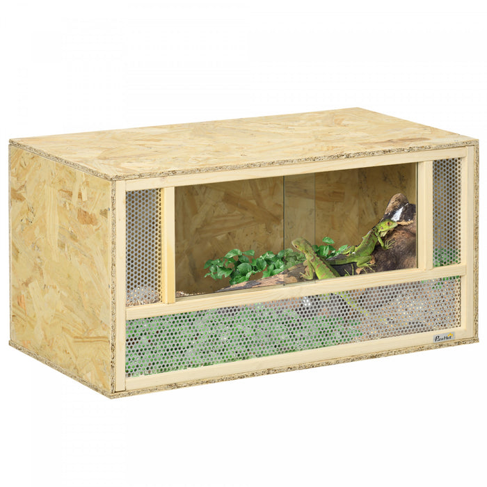 Terrarium pour reptiles de 128 litres, avec porte coulissante