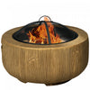 Outsunny Brasero avec Pare-etincelles et Tisonnier, Cheminee a Bois de 61 cm, Marron