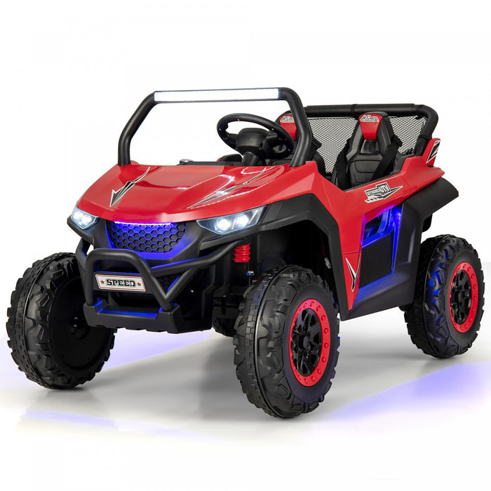 Costway 12v 2 Places Enfants Roulent Sur La Suspension De Vehicule Electrique Utv Rc W / Lumieres Et Musique
