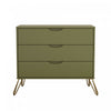 Commode Rockefeller Mid-Century Modern 89 cm en vert olive (3 tiroirs)