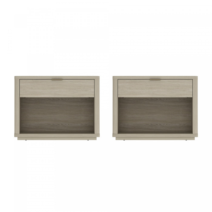 Table de nuit moderne Evelyn 32\" en naturel (1 tiroir) - Lot de 2