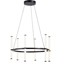 Lustre Corvette de Dainolite en acrylique blanc qui diffuse la lumière, avec fini noir mat et ampoule de 36 W