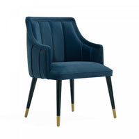  Fauteuil moderne Eda en bois avec accoudoirs, bleu minuit