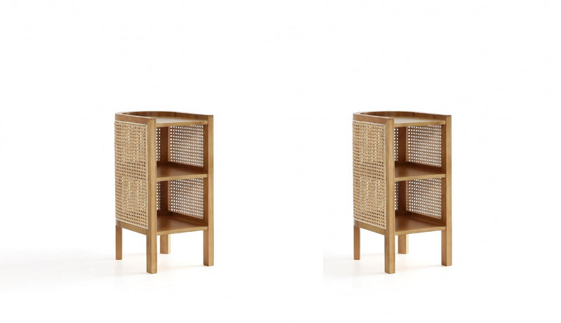 Table d’appoint chic industriel Versailles en naturel - Lot de 2