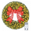HOMCOM Couronne de Noel pre-illuminee 36\" avec nœud rouge 3D