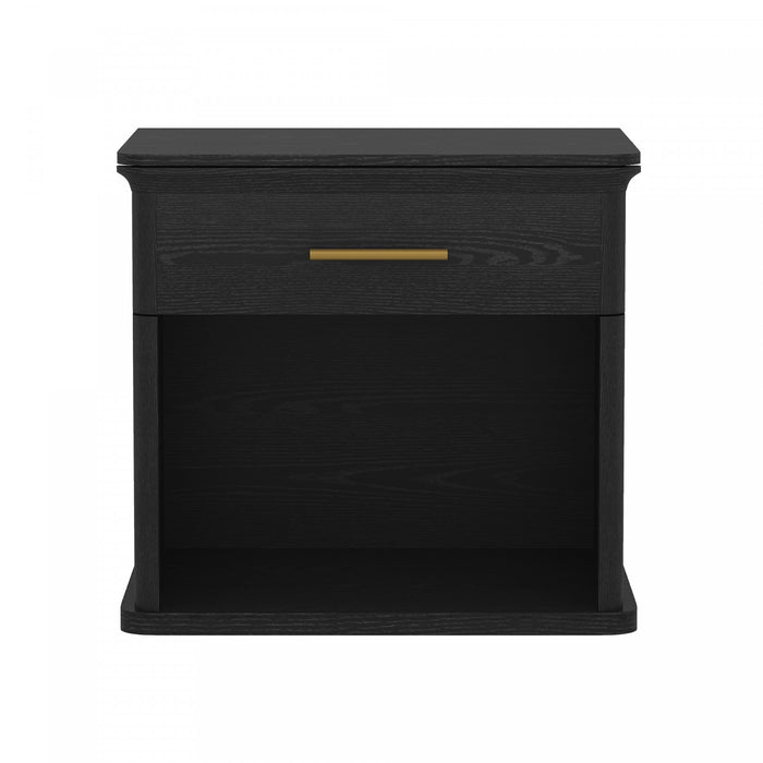 Table de nuit traditionnelle Clifford en noir (1 tiroir)