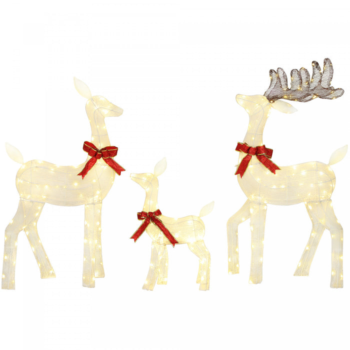 Outsunny Rennes de Noel illumine 3 pieces, decoration d'exterieur