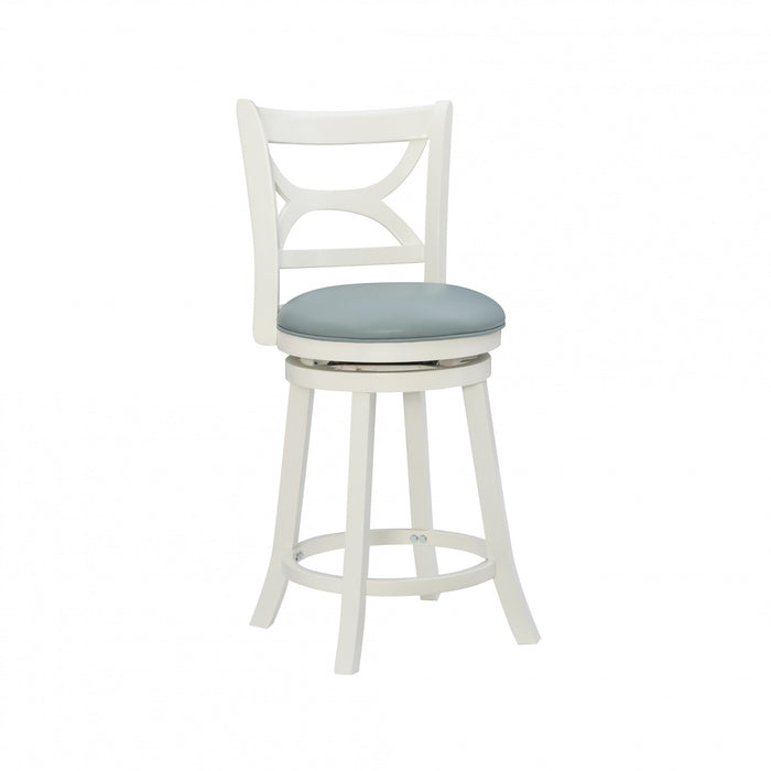 Tabouret Sawyer de hauteur comptoir en similicuir - crème et bleu