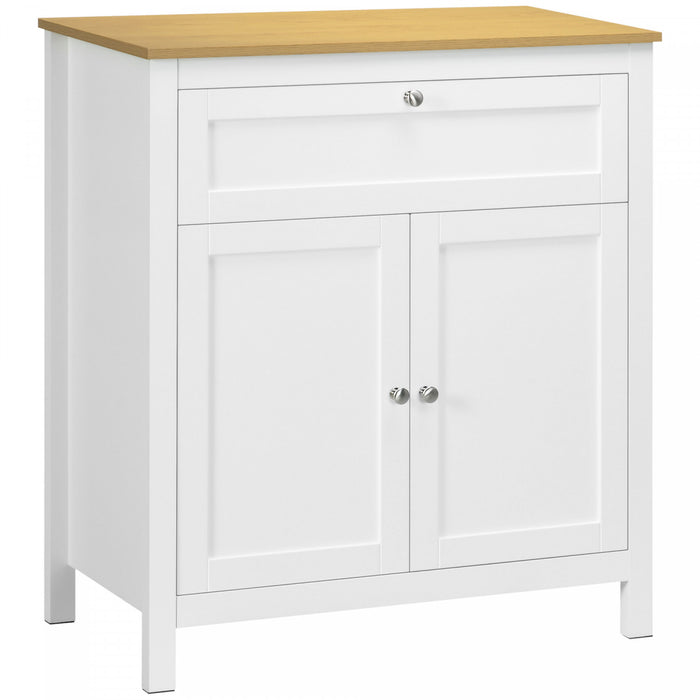 HOMCOM Meuble de Rangement Buffet avec Portes en Verre, Blanc