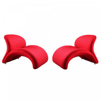 Fauteuil d’appoint moderne en laine melangee Rosebud rouge – Lot de 2