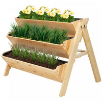 Outsunny 47,25''x26,75''x31,5'' Support De Fleurs De Jardin En Bois A 3 Niveaux, Rangement Vertical