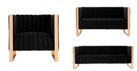  Ensemble de canape 3 pieces Trillium style milieu du siecle moderne en noir