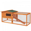 Pawhut Clapier D'exterieur A 2 Niveaux, Grande Cage A Lapins En Bois De 62 Po Avec Toit Resistant Aux Intemperies, Plateau Amovible, Portes, Fenetres Et Rampe, Orange