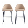 Tabouret de bar moderne en metal et tissu Gracie, coloris beige et noir - Lot de 2