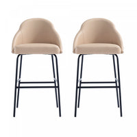  Tabouret de bar moderne en metal et tissu Gracie, coloris beige et noir - Lot de 2