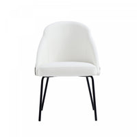 Chaise de salle a manger moderne Gracie en metal et cuir vegetalien blanc et noir