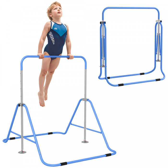 Qaba Barre De Gymnastique Pliante, Barre Horizontale Pour Enfants, Bleu