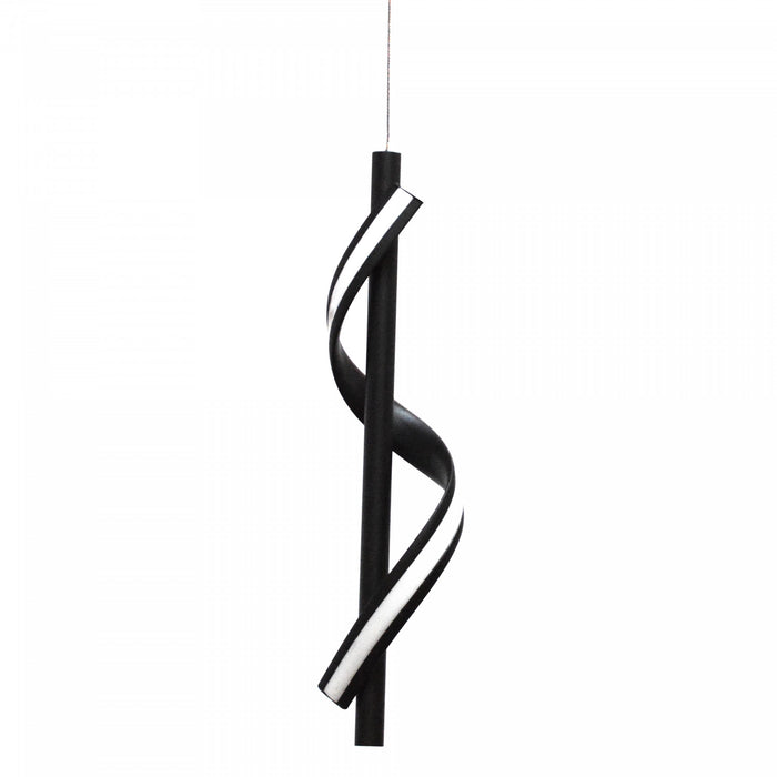 Luminaire suspendu Justine de Dainolite en silicone blanc qui diffuse la lumière, avec fini noir mat et ampoule à DEL de 8 W