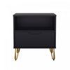 Table de nuit Avira style milieu du siecle moderne 20\" en noir (1 tiroir)