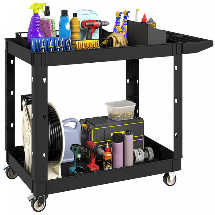 Homcom Chariot A Outils Roulant A 2 Niveaux, Capacite De 500 Lb, Noir