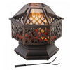 Outsunny Foyer D'exterieur Avec Couverture D'ecran Foyer A Bois Portable Avec Tisonnier Pour Patio Arriere-cour