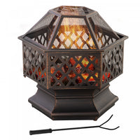 Outsunny Foyer D'exterieur Avec Couverture D'ecran Foyer A Bois Portable Avec Tisonnier Pour Patio A