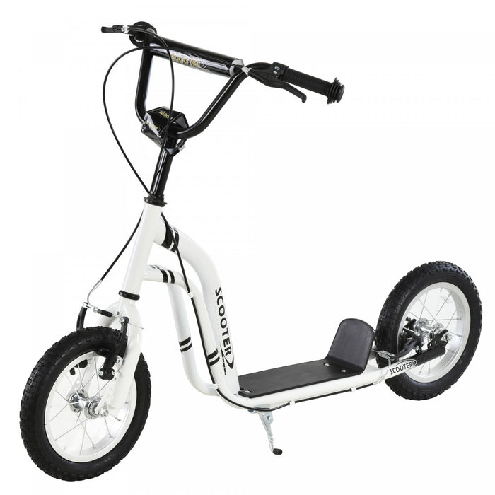 Aosom Trottinette Pour Enfants Avec Guidon Reglable En Hauteur, Blanc