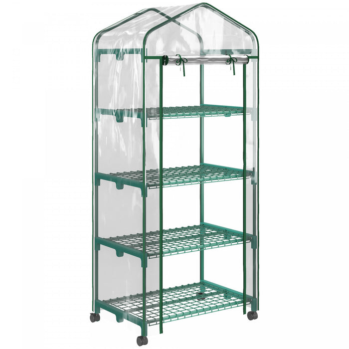 Outsunny Serre Portative Avec Etageres A 4 Niveaux, Transparent
