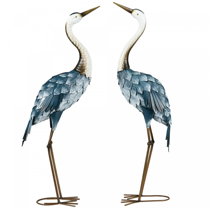 Outsunny Statues De Jardin De Grue En Metal, 2 Pcs, Sculptures D'oiseaux