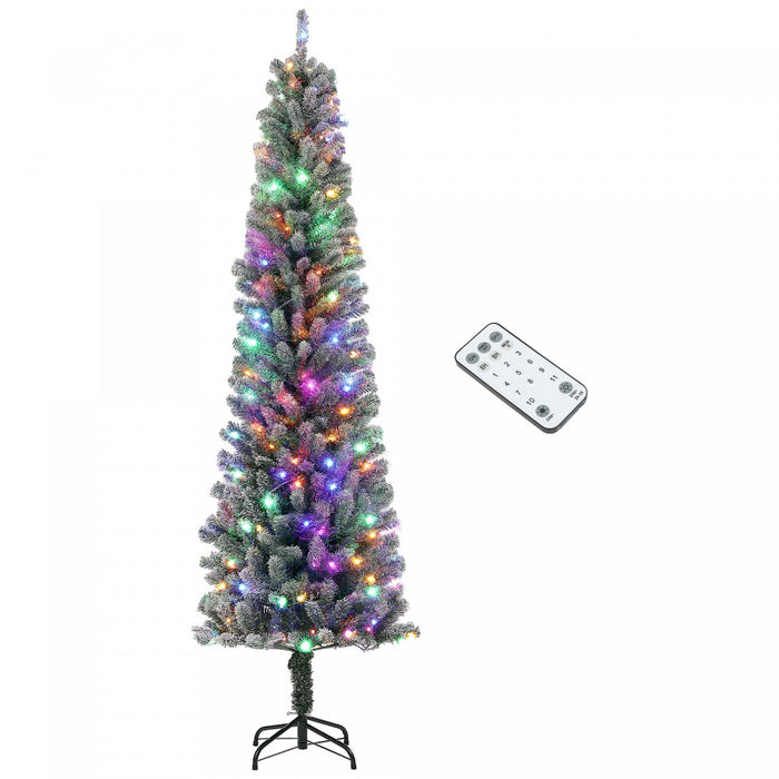 HOMCOM Arbre de Noel artificiel de 7.5\" avec lumieres, arbre de Noel floque